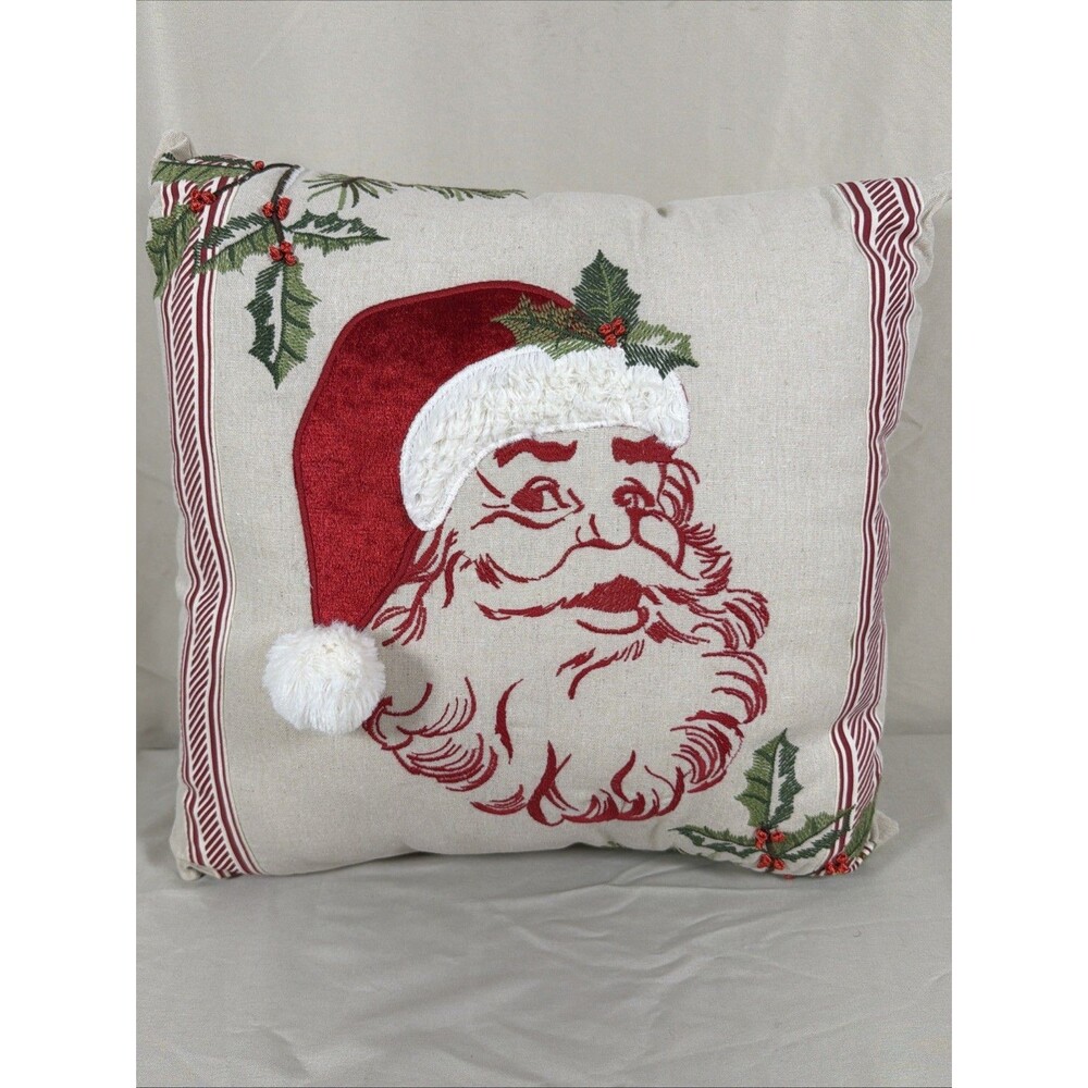St. Nicholas Square Santa Christmas Throw Pillow 18" Embroidered Kohl's